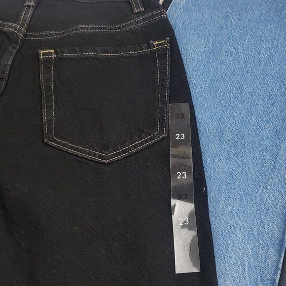 Pacsun Women's 23 Black & Blue Two Tone Paneled Boyfriend Jeans - Picture 5 of 13